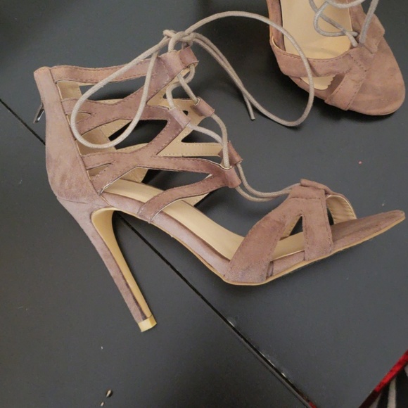 Prima Donna Shoes Buy 1 Get 1 Free Tan Suede Lace Up Heels